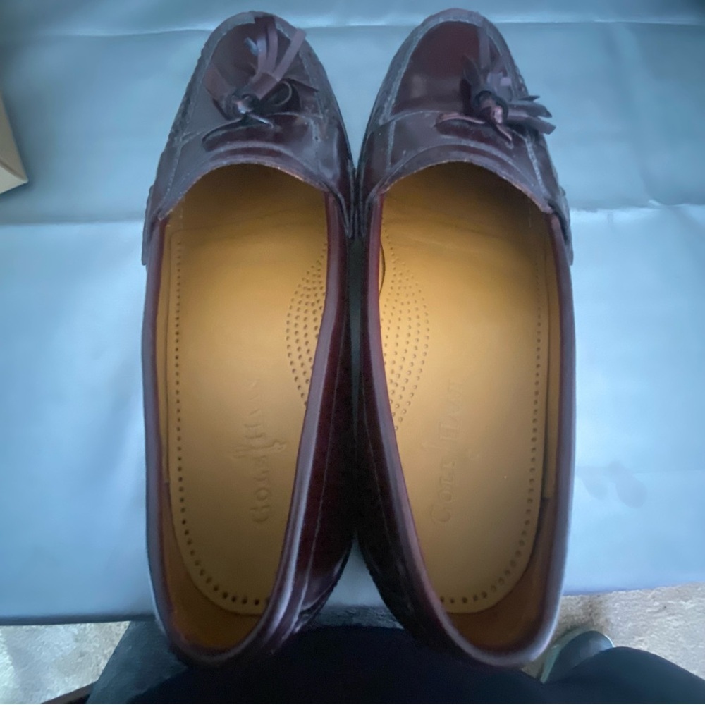 Cole Hann Burgundy/Brown Leather‎ Loafers with tassel 9.5D with box